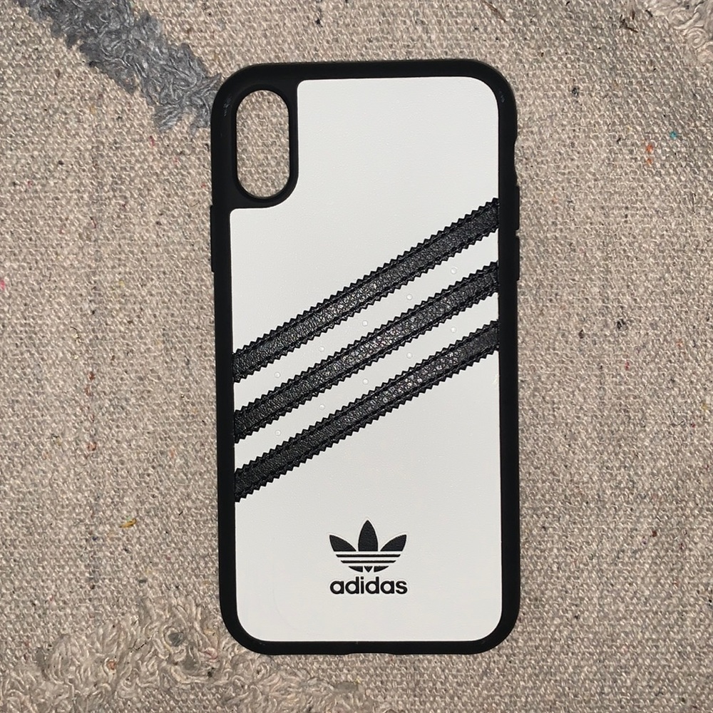 adidas White and Black Three-Stripes Phone Case
